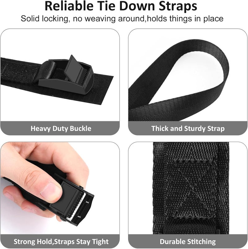 HUANSHA 5Pack Cam Buckle Tie Down Straps, 1" x 8 ft Heavy Duty Lashing Secure Strap Adjustable Black Pull Cinch Strap for Kayak, Cargo, Luggage, Bicycles,Truck, Car Roof Rack, Moving - Image 4